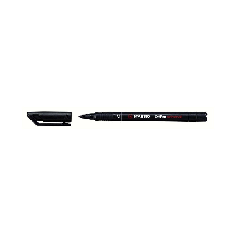 Stabilo OHPen Rotulador Permanente - Punta Media - Trazo de 1mm - Agarre Antideslizante - Tapon Ventilado - Color Negro