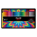 Stabilo Pen 68 Arty Caja Metalica de 30 Rotuladores - Punta de Fibra - Trazo de 1mm aprox. - Tinta a Base de Agua - Capuchon Ventilado - Colores Surtidos