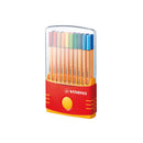 Stabilo Point 88 Pack de 20 Rotuladores de Punta Fina de Fibra - Trazo de 0.4mm. - Tinta con Base de Agua - Apto para Reglas y Plantillas - Colores Surtidos