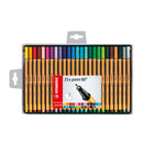 Stabilo Point 88 Pack de 25 Rotuladores de Punta Fina de Fibra - Trazo de 0.4 mm - Tinta con Base de Agua - Colores Surtidos