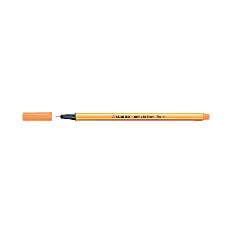 Stabilo Point 88 Rotulador de Punta Fina de Fibra - Trazo de 0.4 mm - Tinta con Base de Agua - Color Naranja Neon