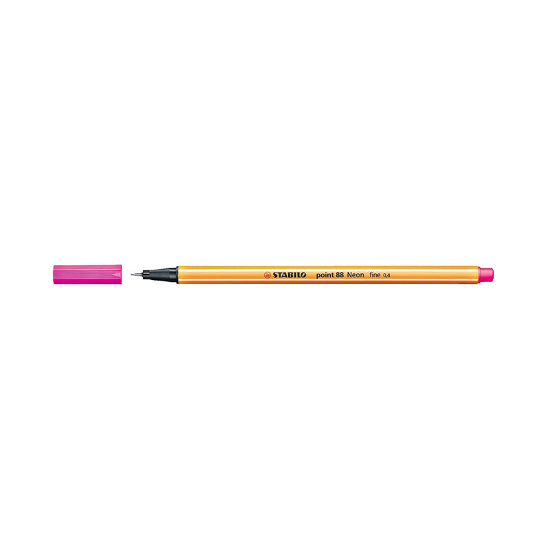 Stabilo Point 88 Rotulador de Punta Fina de Fibra - Trazo de 0.4 mm - Tinta con Base de Agua - Color Rosa Neon