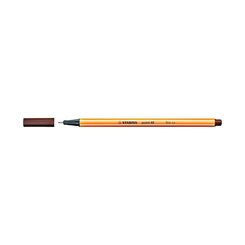 Stabilo Point 88 Rotulador de Punta Fina de Fibra - Trazo de 0.4 mm - Tinta con Base de Agua - Color Marron