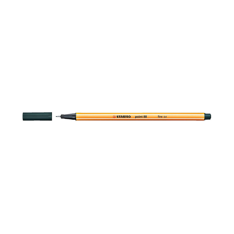 Stabilo Point 88 Rotulador de Punta Fina de Fibra - Trazo de 0.4 mm - Tinta con Base de Agua - Color Verde Oliva