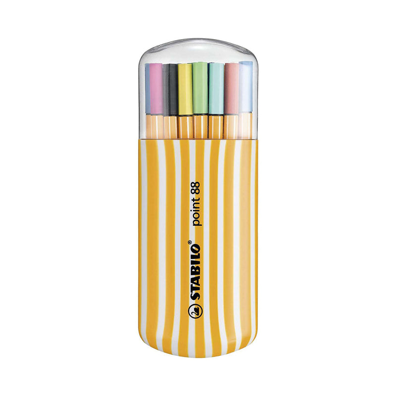 Stabilo Point 88 Zebrui Pack de 20 Rotuladores de Punta Fina de Fibra - Trazo de 0.4 mm - Tinta con Base de Agua - Colores Surtidos