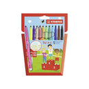 Stabilo Trio AZ Pack de 12 Rotulador de Punta Fina de Fibra - Trazo 0.7mm - Tinta Super Lavable - Forma Triangular - Colores Surtidos