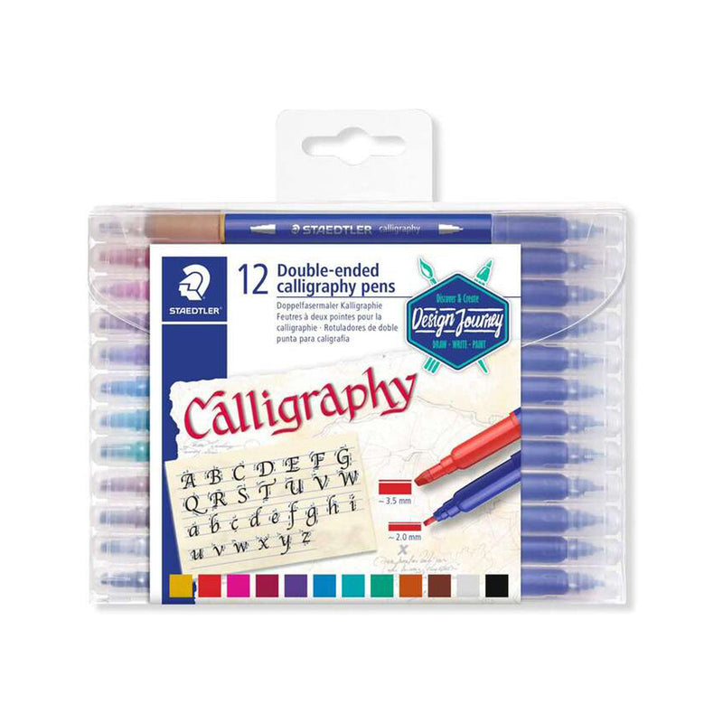 Staedtler 3005 Pack de 12 Rotuladores de Doble Punta para Caligrafia - Colores Surtidos