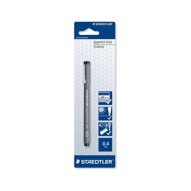 Staedtler Pigment Liner 308 Blister con Rotulador Calibrado - Trazo 0.4mm - Punta Engarzada en Metal - Color Negro