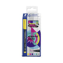 Staedtler Lumocolor 317 Pack de 6 Rotuladores Permanentes - Punta Media Redonda - Trazo 1mm Aprox - Capuchon con Clip - Secado Rapido - Colores Surtidos