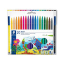 Staedtler 326 Pack de 20 Rotuladores Punta de Fibra - Trazo 1.0mm Aprox - Resistente a la Presion - Tinta a Base de Agua Antisecado - Colores Surtidos