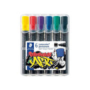 Staedtler Lumocolor 350 Pack de 6 Rotuladores Permanentes - Punta Biselada - Colores Surtidos