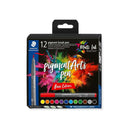 Staedtler 371 Pack de 12 Rotuladores Punta de Pincel Suave - Colores Vivos y Brillantes - No Amarillea con el Paso del Tiempo - Nueva Tinta Multi Ink - Pigmentos de Primera Calidad - Colores Surtidos