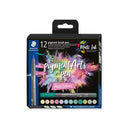 Staedtler 371 Pack de 12 Rotuladores Punta de Pincel Suave - Colores Vivos y Brillantes - No Amarillea con el Paso del Tiempo - Nueva Tinta Multi Ink - Pigmentos de Primera Calidad - Colores Pastel Surtidos