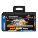 Staedtler 371 Pack de 6 Rotuladores Punta de Pincel Suave - Colores Vivos y Brillantes - No Amarillea con el Paso del Tiempo - Nueva Tinta Multi Ink - Pigmentos de Primera Calidad - Colores Grises/Caramelo Surtidos