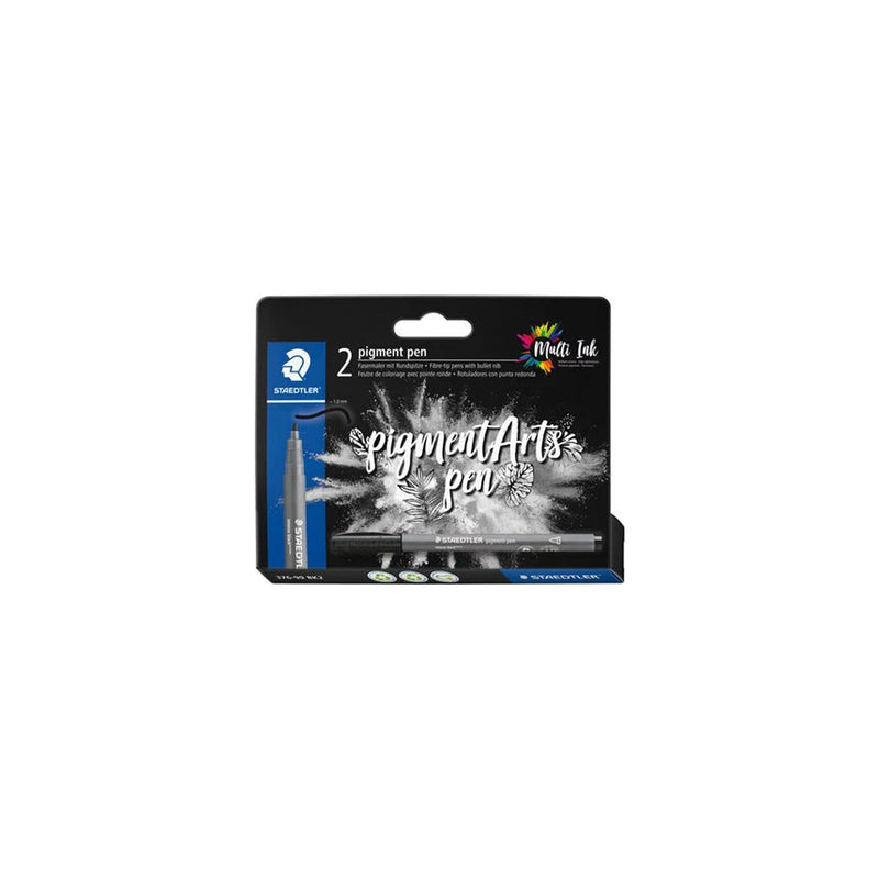 Staedtler 376 Pack de 2 Rotuladores Punta de Fibra Redonda - Ancho de Linea aprox. 1,0mm - Colores Vivos y Brillantes - No Amarillea con el Paso del Tiempo - Nueva Tinta Multi Ink - Pigmentos de Primera Calidad - Color Negro
