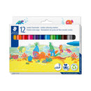 Staedtler Noris Jumbo 340 Pack de 12 Rotuladores Jumbo - Punta de Fibra - Trazo 3mm - Lavable Facilmente - Tinta Base de Agua - Tapa Ventilada - Colores Surtidos