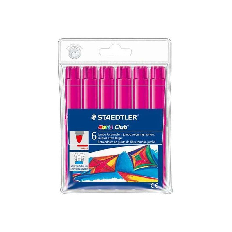 Staedtler Noris Watercolour 340 Pack de 6 Rotuladores de Gran Tamaño - Trazo 3mm Aprox - Lavable Facilmente - Tinta Base de Agua - Color Magenta