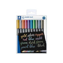 Staedtler Pack de 10 Rotuladores Permanentes - Punta Pincel - Trazo 1-6mm Aprox - Capuchon con Clip - Colores Metalicos Surtidos