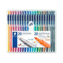Staedtler Triplus Pack de 20 Rotuladores de Punta Fina 0.3mm + 20 Rotuladores de Punta Fibra 1mm - Capuchon con Clip - Colores Surtidos
