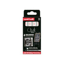 Uni-ball Chalk PWE-5M Pack de 4 Marcadores de Tiza Liquida - Punta Conica 1.8-2.5mm - Borrado en Humedo - Resistente a la Lluvia y Exteriores - Color Blanco