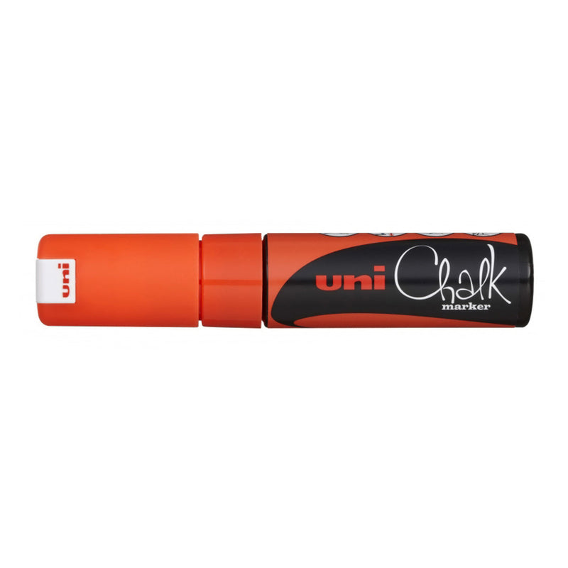 Uni-ball PWE-8K Marcador de Tiza Liquida - Punta Biselada 8mm - Borrado en Humedo - Resistente a la Lluvia - Color Naranja