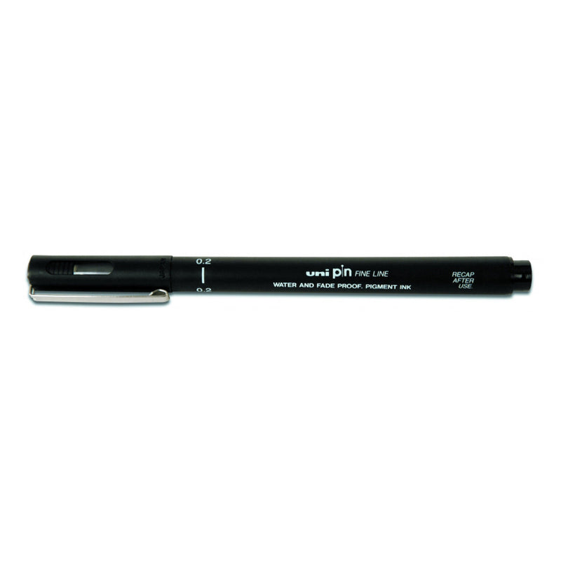 Uni-ball PIN02-200(S) Rotulador Calibrado - Punta Poliacetal 0.2mm - Tinta Pigmentada Resistente al Agua y Luz - Ideal para Dibujo Profesional y Escritura - Color Negro