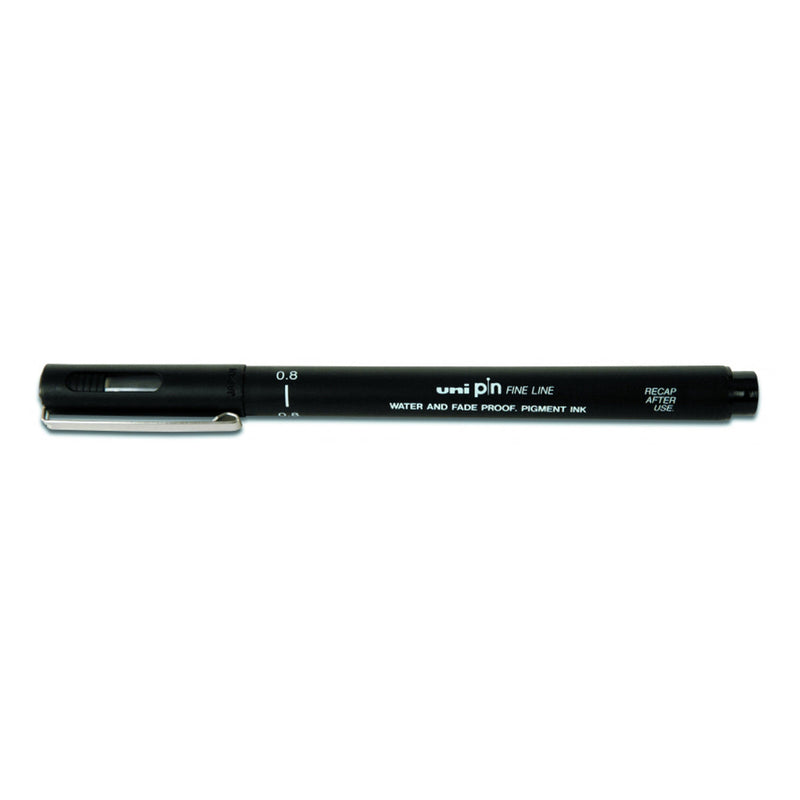 Uni-ball PIN08-200(S) Rotulador Calibrado - Punta Poliacetal 0.8mm - Ancho de Trazo 0.8mm - Tinta Resistente al Agua y Luz - Color Negro