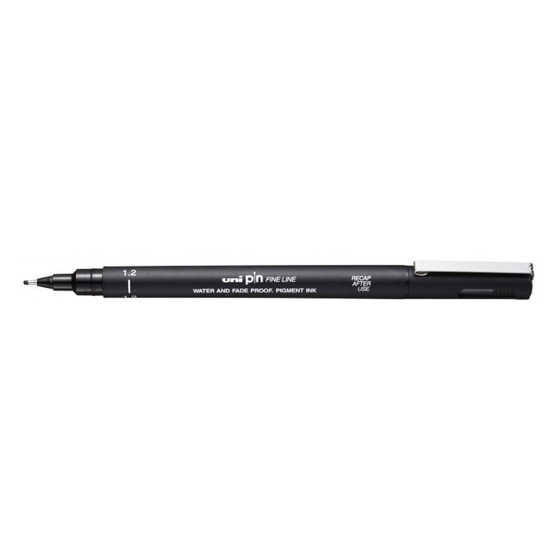 Uni-ball PIN12-200(S) Rotulador Calibrado - Punta Poliacetal 1.2mm - Ancho de Trazo 1.2mm - Tinta Pigmentada Resistente al Agua y Luz - Color Negro