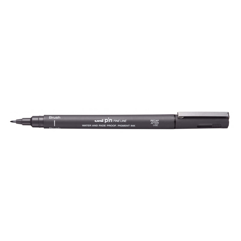 Uni-ball PINBR-200(S) Rotulador Calibrado - Punta Poliacetal Brush - Tinta Pigmentada Resistente al Agua y Luz - Color Gris Claro