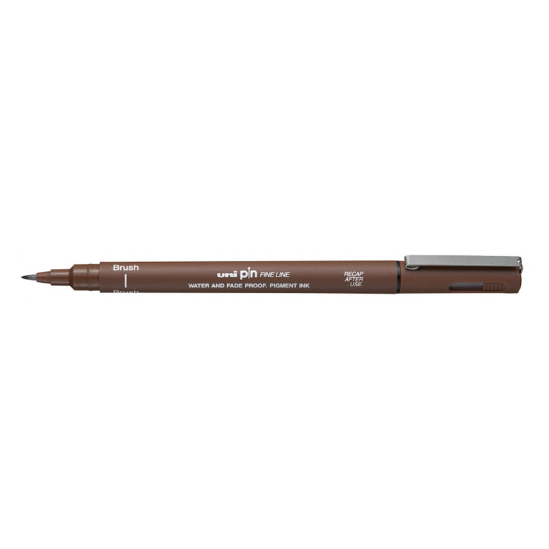 Uni-ball PINBR-200(S) Rotulador Calibrado - Punta Poliacetal Brush - Tinta Pigmentada Resistente al Agua y Luz - Color Sepia
