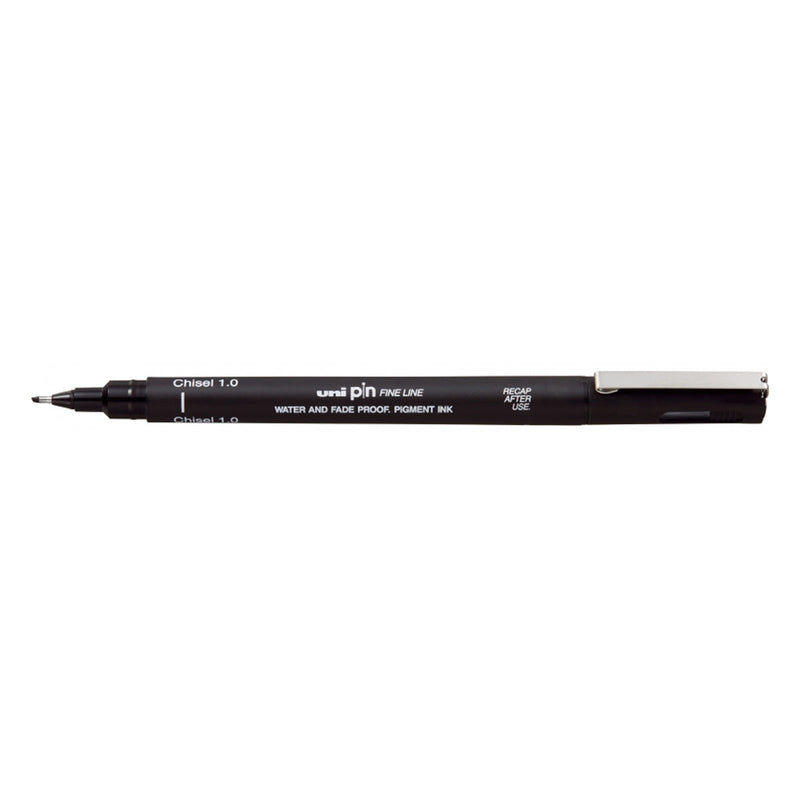 Uni-ball PINCS1-200 Rotulador Calibrado - Punta Poliacetal - Trazo Chisel - Tinta Pigmentada Resistente al Agua y Luz - Color Negro