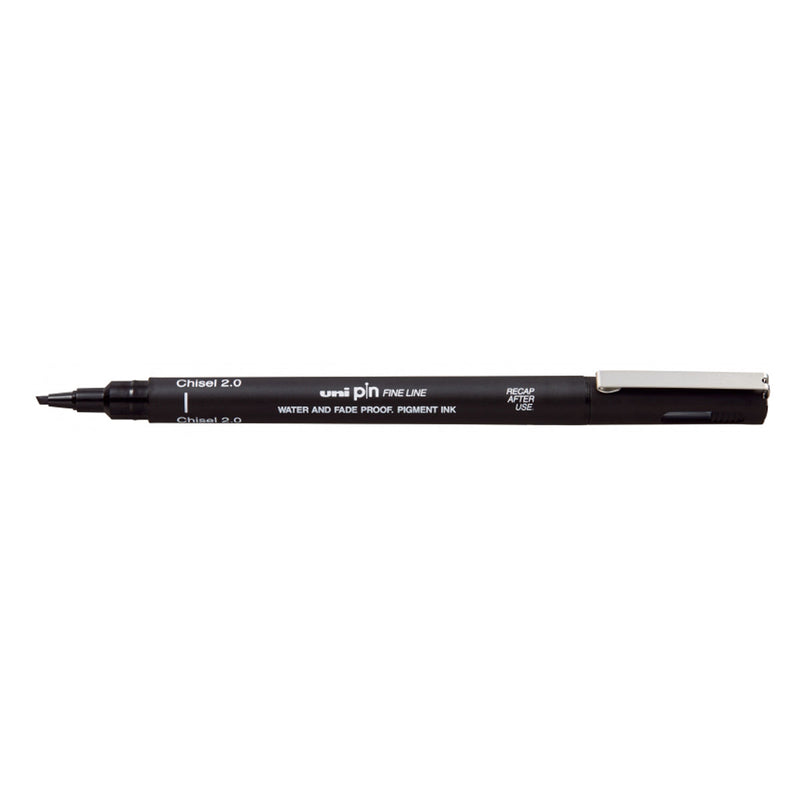 Uni-ball PINCS2-200 Rotulador Calibrado - Punta Poliacetal - Trazo Chisel - Tinta Pigmentada Resistente al Agua y Luz - Color Negro