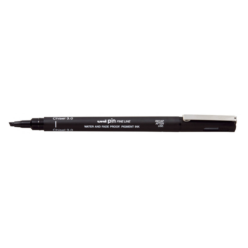 Uni-ball PINCS3-200 Rotulador Calibrado - Punta Poliacetal - Trazo Chisel - Tinta Pigmentada Resistente al Agua y Luz - Color Negro