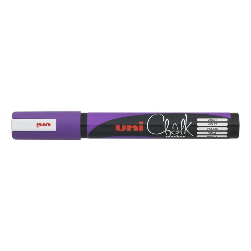 Uni-ball PWE-5M Marcador de Tiza Liquida - Punta Conica 1.8-2.5mm - Borrado en Humedo - Resistente a la Lluvia y Exteriores - Color Violeta