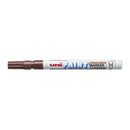 Uni-ball PX-21 Paint Marker - Marcador de Pintura - Punta Acrilica de Bala 0.8-1.2mm - Permanente en Todas las Superficies - Resistente a Luz y Agua - Cuerpo de Aluminio - Color Marrón