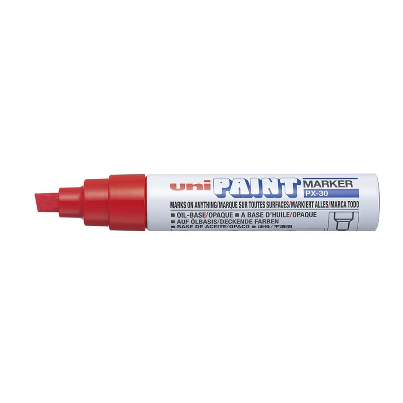 Uni-ball PX-30 Marcador de Pintura - Punta Biselada Acrilica 4-8.5mm - Permanente en Todas las Superficies - Resistente a Luz y Agua - Soporta Hasta 250ºC - Color Rojo