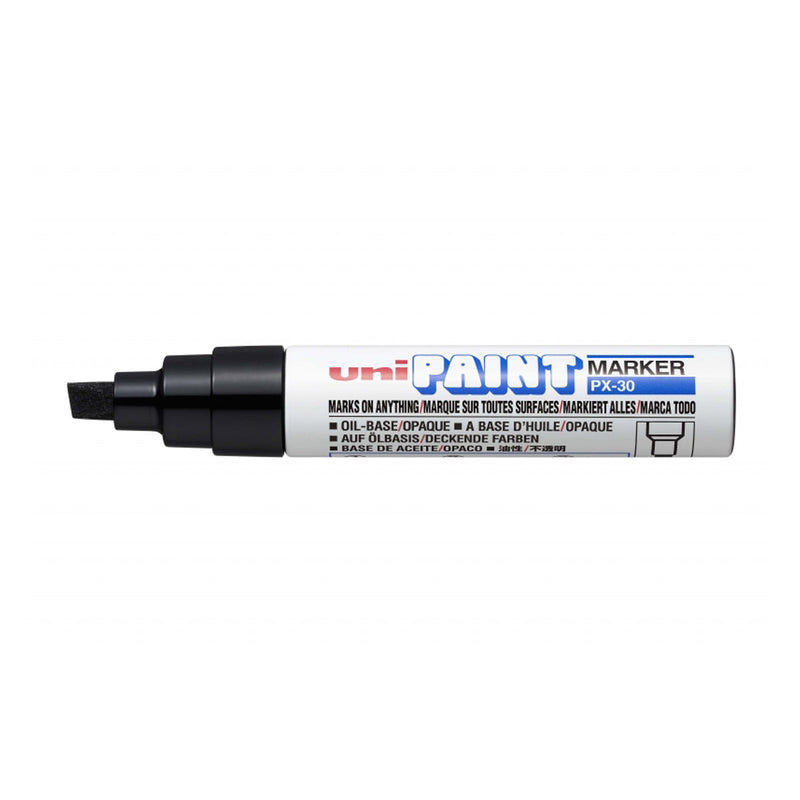 Uni-ball PX-30 Marcador de Pintura - Punta Biselada Acrilica 4-8.5mm - Permanente en Todas las Superficies - Resistente a Luz y Agua - Color Negro