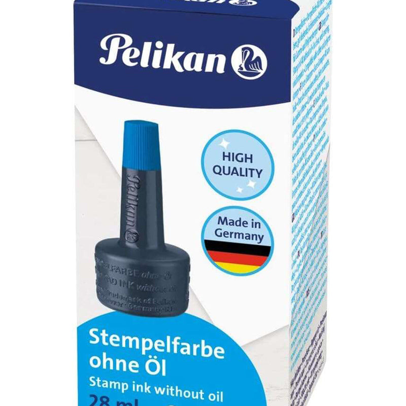 Pelikan Bote de Tinta para Tampones 28ml - Sin Aceite - Secado Rapido - Resistente al Agua - Color Azul Intenso