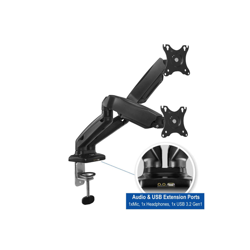 Ewent Soporte de Escritorio para 2 Monitores de 13-34" - VESA Maximo 100x100 - hasta 9 kg - Color Negro