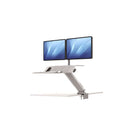 Fellowes Sit-Stand Lotus RT Estacion de Trabajo Doble - Amplia Superficie - Incluye Brazo Monitor - Superficie de Madera Resistente - Color Blanco