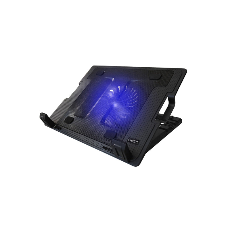Ewent Soporte para Portatil - Ventilador Grande Silencioso hasta 17" - 2 Puertos USB - Color Negro