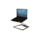 Fellowes Hana Soporte para Portatil - Sistema de Muelle a Gas - Inclinacion Maxima 95º - 4 Puertos USB - Base de Aluminio y Plataforma de Madera - Hasta 29 Pulgadas - Color Blanco