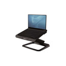 Fellowes Hana Soporte para Portatil - Sistema de Muelle a Gas - Inclinacion Maxima 95º - 4 Puertos USB - Base de Aluminio y Plataforma de Madera - Hasta 29 Pulgadas - Color Negro