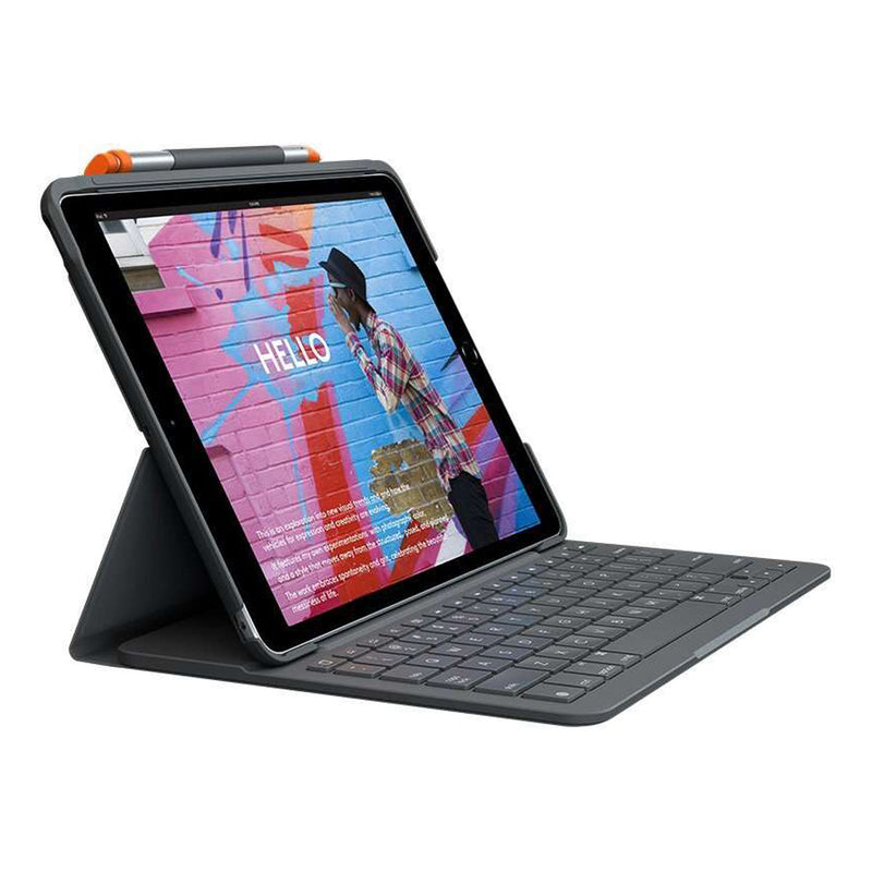 Logitech Slim Folio Funda con Teclado Bluetooth para iPad 7ª y 8ª Generacion 10.2" - Escritura, Dibujo y Lectura - Color Gris