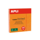 Apli Bloc de 100 Notas Adhesivas Funny 75x75mm - Adhesivo de Calidad - Color Naranja Fluorescente