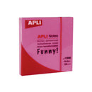 Apli Funny Bloc de 100 Notas Adhesivas 75x75mm - Adhesivo de Calidad - Facil de Despegar - Color Rosa Fluor