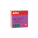 Apli Notas Adhesivas Funny 51x51mm Mini-Cubo 250 Hojas - 5 Colores Surtidos Fluorescentes - Divertidas y Practicas