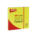 Apli Notas Adhesivas Funny 75x75mm - Bloc de 100 Hojas - Adhesivo de Calidad - Facil de Despegar - Color Amarillo Fluorescente