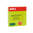 Apli Notas Adhesivas Funny 75x75mm - Bloc de 100 Hojas - Adhesivo de Calidad - Facil de Despegar - Color Verde Fluorescente