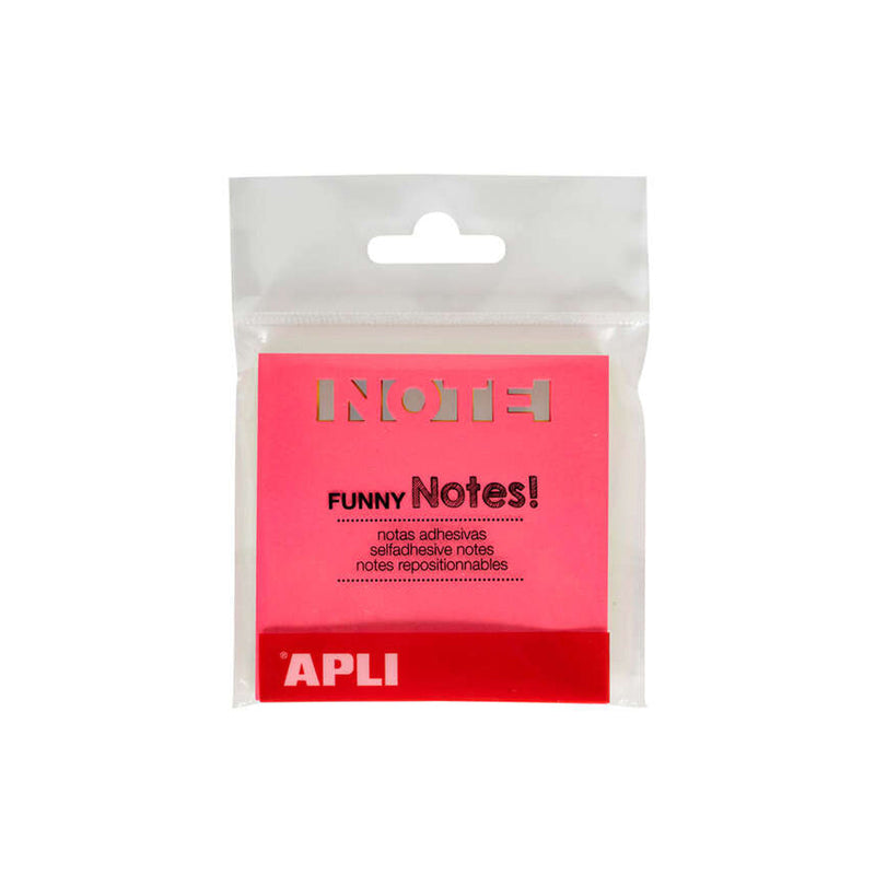 Apli Notas Adhesivas Troquelado Note 75x75mm Bloc 75 Hojas - 3 Colores Surtidos Fluorescentes - Ultra Adhesivas - Color Surtido
